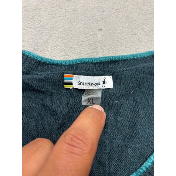 Smartwool Teal Crew Neck Sweater Long Sleeve Smocked Detail XL - Picture 2 of 7